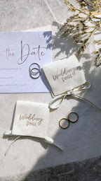 6x6cm Wedding Rings Gift Bag Handmade with recycled Vegan Suede, White Ring Pouch in Gold or Silver available for personalisation